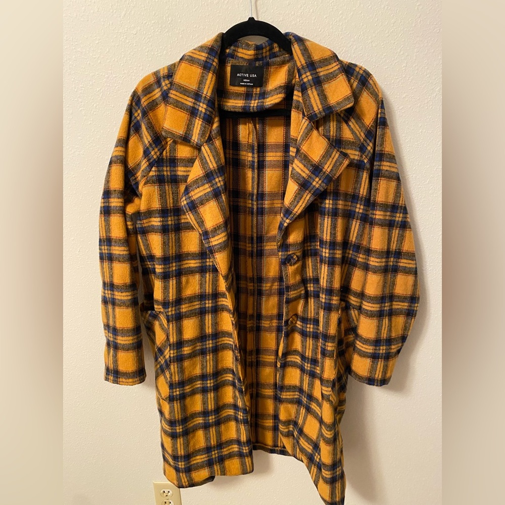 Yellow Plaid Pea Coat
